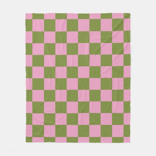 Pink Green Checkered Gingham Pattern Fleecedecke (Vorderseite)