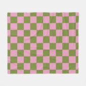 Pink Green Checkered Gingham Pattern Fleecedecke (Vorderseite (Horizontal))