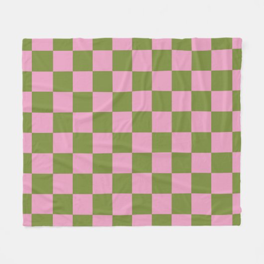 Pink Green Checkered Gingham Pattern Fleecedecke (Vorderseite (Horizontal))
