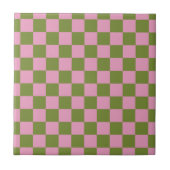Pink Green Checkered Gingham Pattern Fliese (Vorderseite)