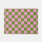 Pink Green Checkered Gingham Pattern Fußmatte (Vorderseite)
