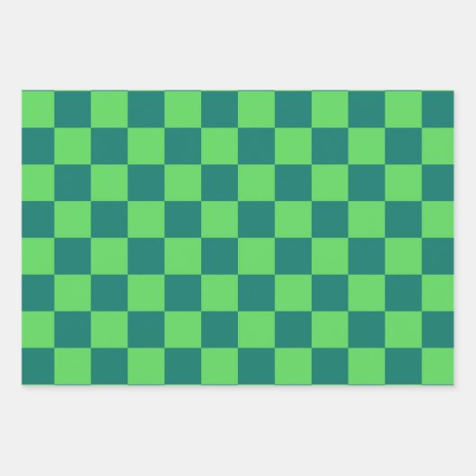 Pink Green Checkered Gingham Pattern Geschenkpapier Set (Vorderseite 3)