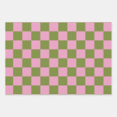 Pink Green Checkered Gingham Pattern Geschenkpapier Set (Vorderseite)
