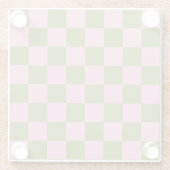 Pink Green Checkered Gingham Pattern Glasuntersetzer (Rückseite)