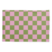 Pink Green Checkered Gingham Pattern Kissenbezug (Rückseite)