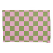 Pink Green Checkered Gingham Pattern Kissenbezug (Vorderseite)