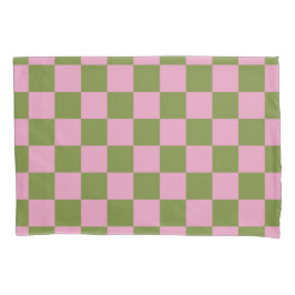 Pink Green Checkered Gingham Pattern Kissenbezug