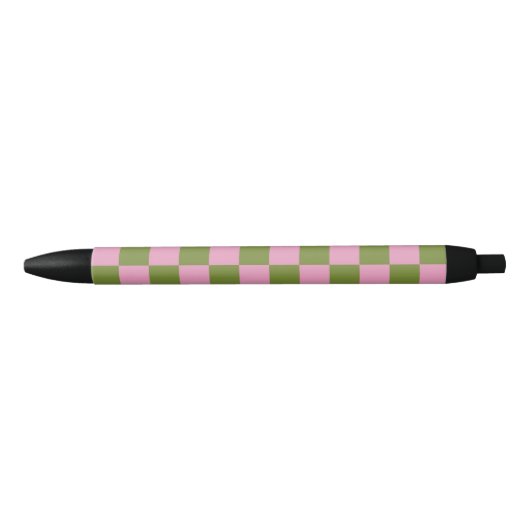 Pink Green Checkered Gingham Pattern Kugelschreiber (Vorderseite)