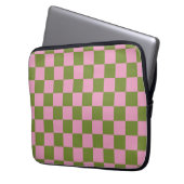 Pink Green Checkered Gingham Pattern Laptopschutzhülle (Vorderseite Links)