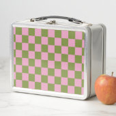 Pink Green Checkered Gingham Pattern Metall Brotdose (Beispiel)