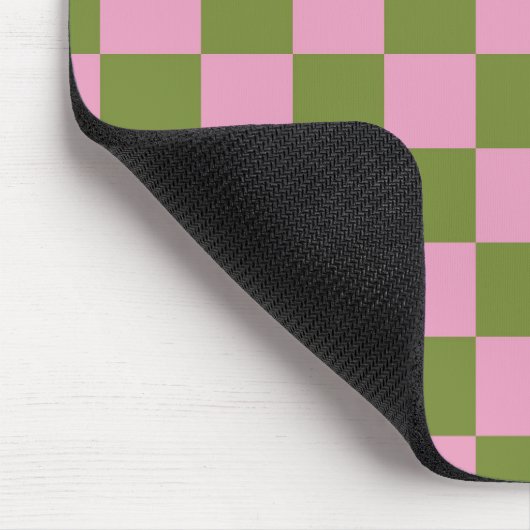 Pink Green Checkered Gingham Pattern Mousepad (Ecke)