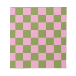 Pink Green Checkered Gingham Pattern Notizblock