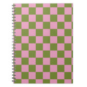 Pink Green Checkered Gingham Pattern Notizblock (Vorderseite)