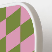 Pink Green Checkered Gingham Pattern Pickleball Schläger (Linke Seite)
