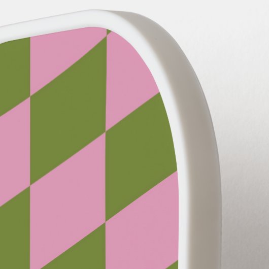 Pink Green Checkered Gingham Pattern Pickleball Schläger (Linke Seite)