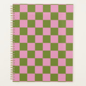Pink Green Checkered Gingham Pattern Planer (Vorderseite)
