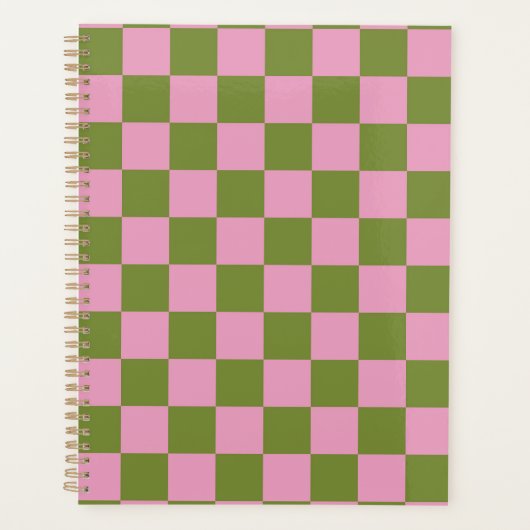 Pink Green Checkered Gingham Pattern Planer (Vorderseite)