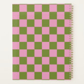 Pink Green Checkered Gingham Pattern Planer (Rückseite)
