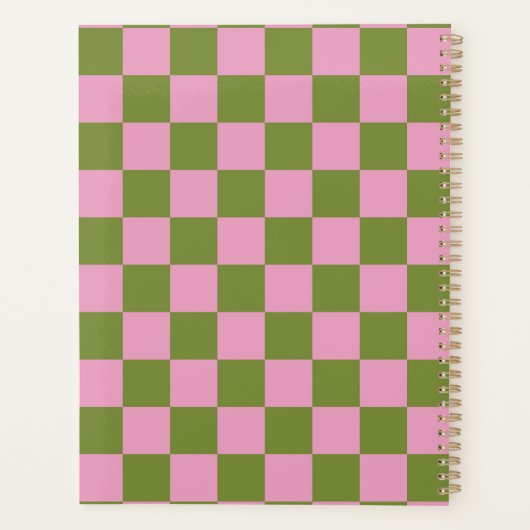 Pink Green Checkered Gingham Pattern Planer (Rückseite)