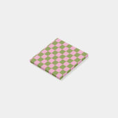 Pink Green Checkered Gingham Pattern Post-it Klebezettel (angewinkelt)