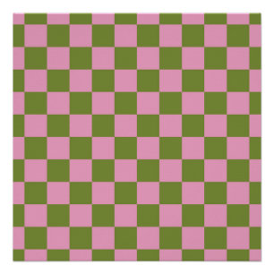 Pink Green Checkered Gingham Pattern Poster