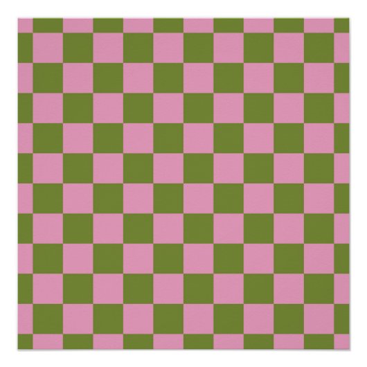 Pink Green Checkered Gingham Pattern Poster (Vorderseite)