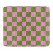 Pink Green Checkered Gingham Pattern Schneidebrett (Vorderseite)