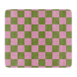 Pink Green Checkered Gingham Pattern Schneidebrett