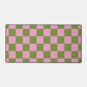 Pink Green Checkered Gingham Pattern Schreibtischunterlage