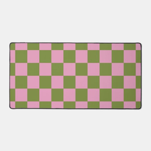 Pink Green Checkered Gingham Pattern Schreibtischunterlage (Vorderseite)