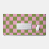 Pink Green Checkered Gingham Pattern Schreibtischunterlage (Tastatur & Maus)
