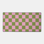 Pink Green Checkered Gingham Pattern Schreibtischunterlage (Vorderseite)