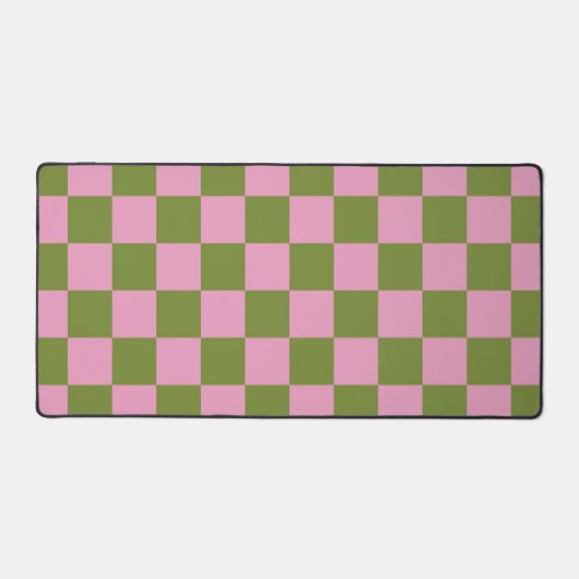 Pink Green Checkered Gingham Pattern Schreibtischunterlage (Vorderseite)