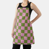 Pink Green Checkered Gingham Pattern Schürze (InSitu)