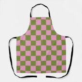 Pink Green Checkered Gingham Pattern Schürze (Vorderseite)