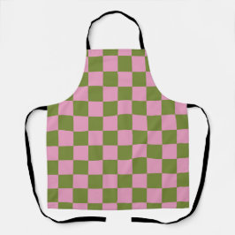 Pink Green Checkered Gingham Pattern Schürze