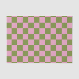 Pink Green Checkered Gingham Pattern Seidenpapier