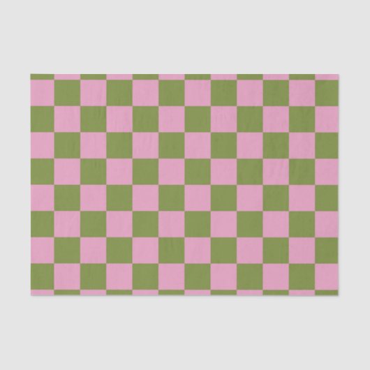 Pink Green Checkered Gingham Pattern Seidenpapier (Vorderseite)