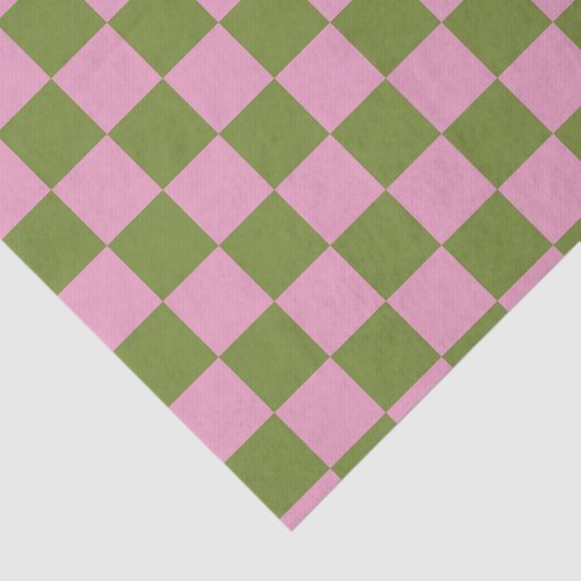 Pink Green Checkered Gingham Pattern Seidenpapier (Ausschnitt)