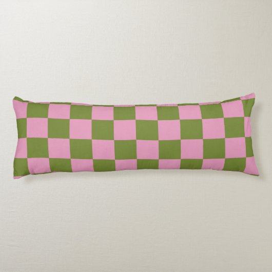 Pink Green Checkered Gingham Pattern Seitenschläferkissen (Rückseite)