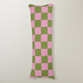 Pink Green Checkered Gingham Pattern Seitenschläferkissen (Vorderseite Vertikal)