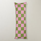 Pink Green Checkered Gingham Pattern Seitenschläferkissen (Rückseite (Vertikal))