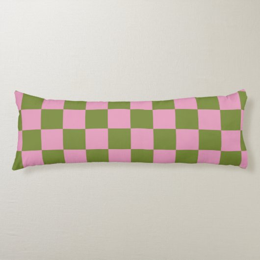 Pink Green Checkered Gingham Pattern Seitenschläferkissen (Vorderseite)