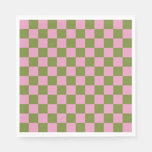 Pink Green Checkered Gingham Pattern Serviette (Vorderseite)