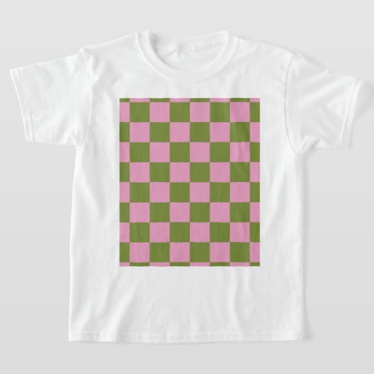 Pink Green Checkered Gingham Pattern T-Shirt (Ablage )