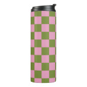 Pink Green Checkered Gingham Pattern Thermosbecher (Nach links gedreht)