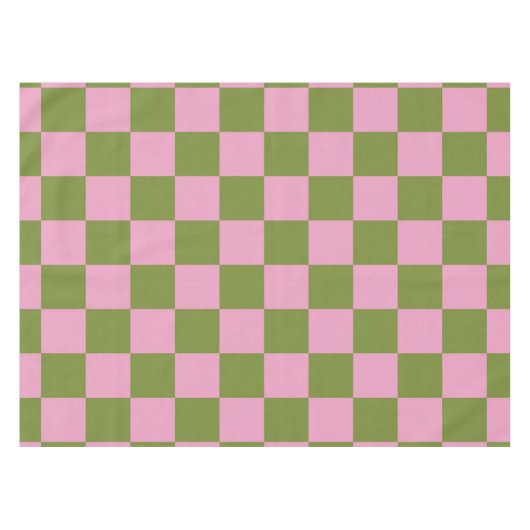 Pink Green Checkered Gingham Pattern Tischdecke (Vorderseite (Horizontal))