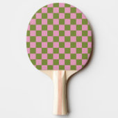 Pink Green Checkered Gingham Pattern Tischtennis Schläger (Rückseite)