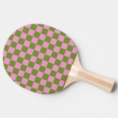 Pink Green Checkered Gingham Pattern Tischtennis Schläger (Seitenansicht)