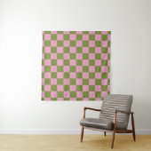 Pink Green Checkered Gingham Pattern Wandteppich (Beispiel)